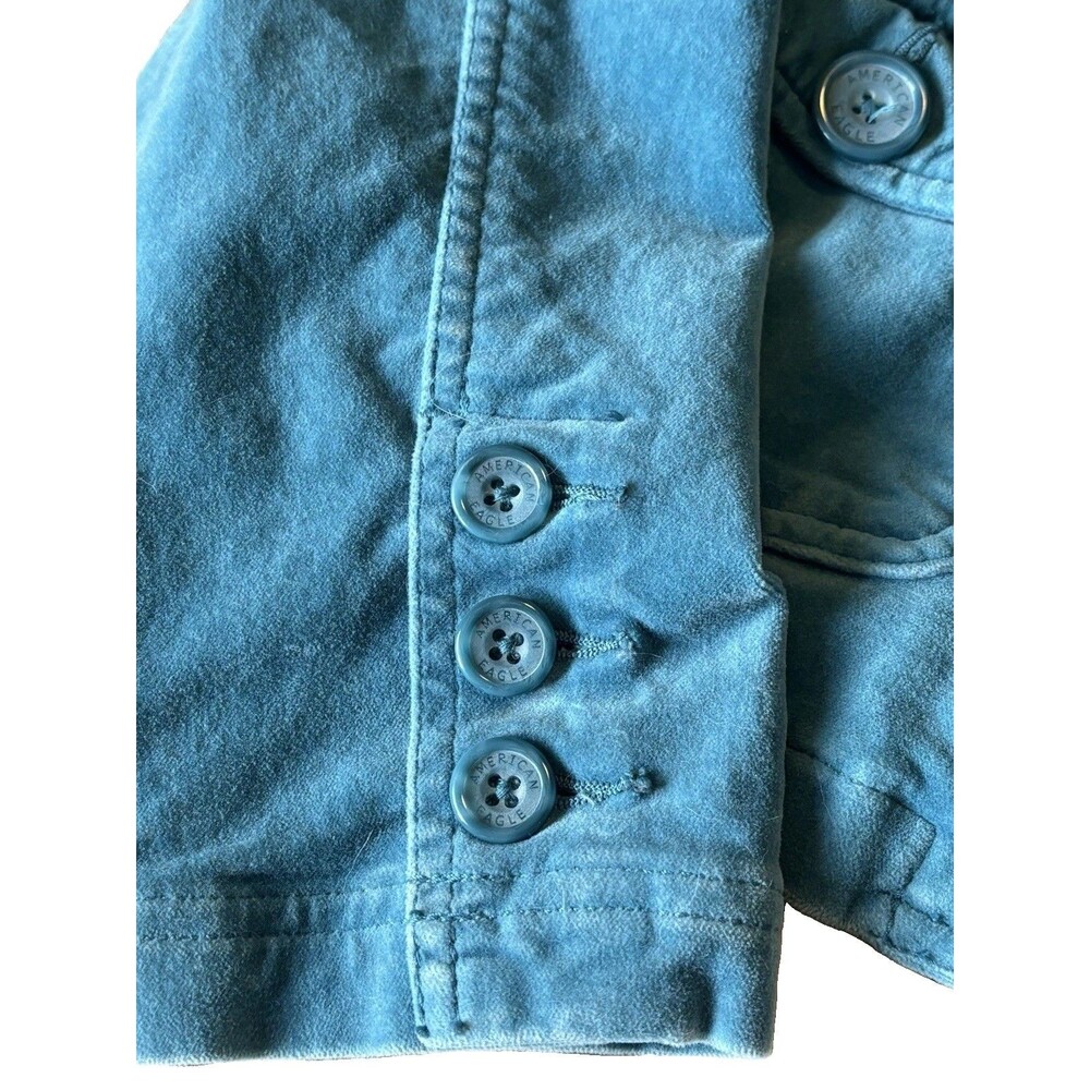 Vintage American Eagle Outfitters Teal Velvet Blazer Jacket Blazer Women's M Y2K - Picture 5 of 8